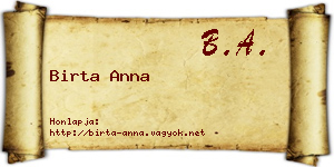 Birta Anna névjegykártya