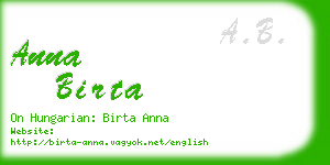 anna birta business card